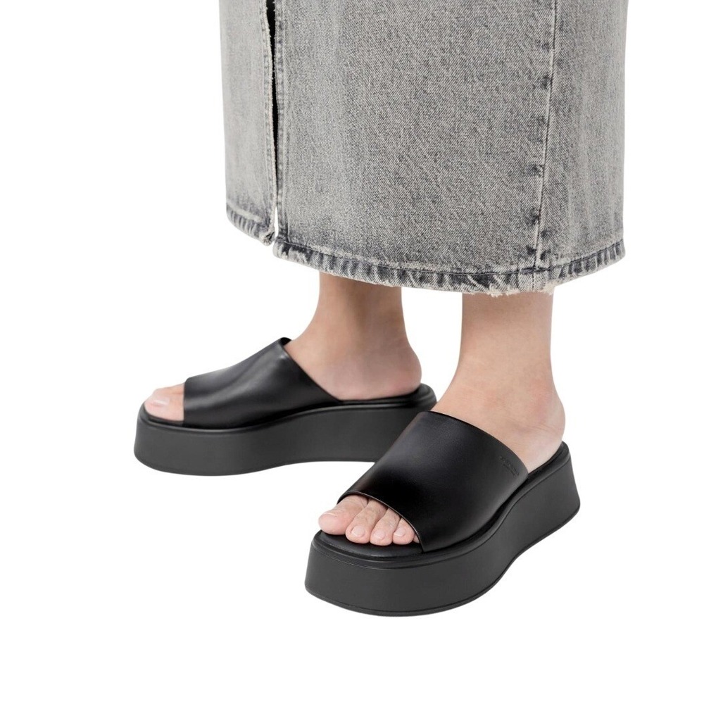 Vagabond Sleek Black Platform Slide Sandals